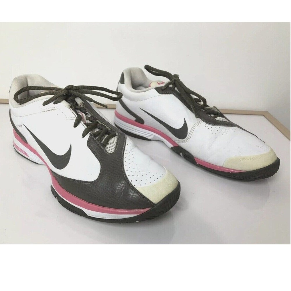 Nike Lunarlon Speed Womens Tennis Shoes White Grey Pink Flywire Size 7.5 Low Top